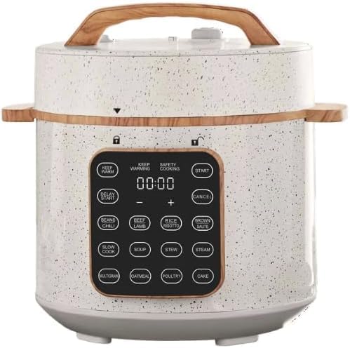 Pioneer Woman 6 Qt Pressure Cooker,Linen Speckle,Wood Grain, Blinking Display, Touch Control
