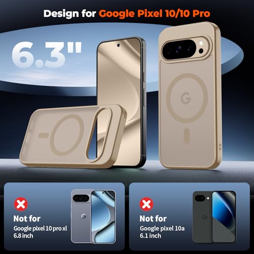 Image of SUPFINE Magnetic for Google Pixel 10 Pro Case /Pixel 10 Case with Screen Protector, (Built-in Magnets) ((Military Grade Drop Protection) Slim Translucent Shockproof Phone Case,Pink Gold