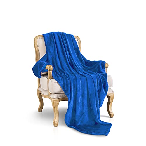 Image of JIAHANNHA Royal Blue Throw Blanket Fleece Blanket 50 inchx60 inch,Super Soft Cozy Plush Throw Blanket for Couch Sofa Bed,Warm and Lightweight Bed Blankets for Adults