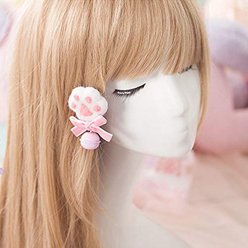 Yomorio Womens Cute Cat Paws Headwear Girls Bowknot Bells Hair Clip Lolita Anime Cosplay Costume Brooch (Pink) #TOP1