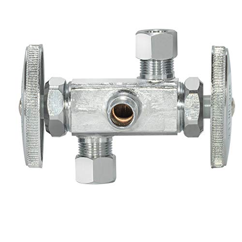 Eastman 48673Lf Multi-Turn 3-Way Shut-Off Valve 1/2 Inch Crimp Pex X 3/8 Inch Comp X 3/8 Inch Comp, Chrome #TOP3