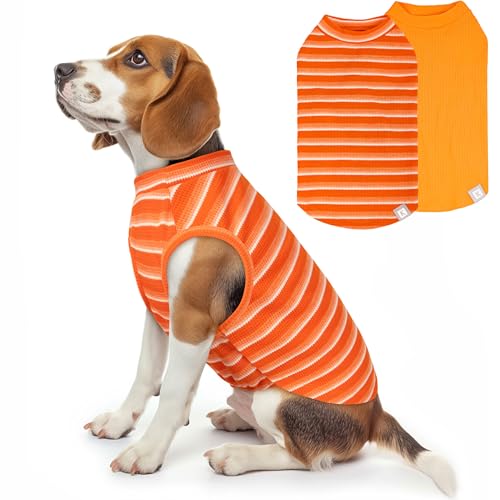 KYEESE 2Pack Waffle Dog Shirt for Medium Large Dogs Striped Dog Sweater