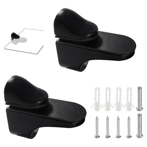 Lyeteung 2 Pièces 5-18 mm Support D'étagère en Verre Réglable, Pince Verre Réglables en Alliage de Zinc, Mural D'étagère Verre Pince en Verre à Fixation, pour...