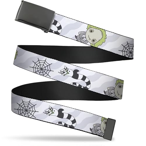 Beetlejuice Flip Web Belt Beetlejuice Chibi and Sandworm Collage White Gray