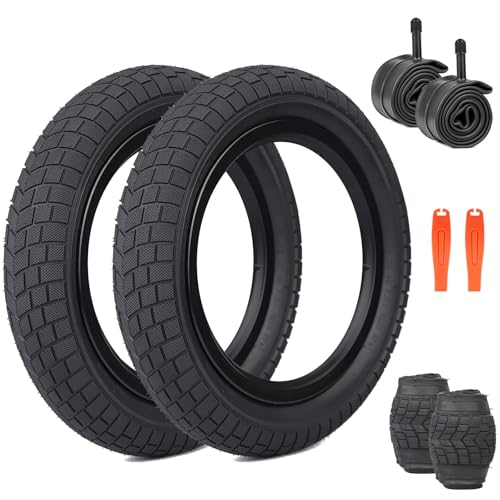 ZUKKA 2er-Pack Faltbare 12 Zoll Kindfahrrad Reifen 12x2.125 Mantel 57-203 Plus 2er-Pack 12 Zoll Schlauch AV35mm Valve kompatibel Rennräder Citybikes 12x1.75-2.125 Fahrradreifen und schlauche