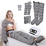 Presoterapia para Casa Talla Grande Piernas y Abdomen, Botas Presoterapia Piernas, 6 Camaras Maquina Masajeador Drenaje Linfatico Circulación, 0-240 Mmhg Ajustables (Gris, brazos+pierna+abdomen L)