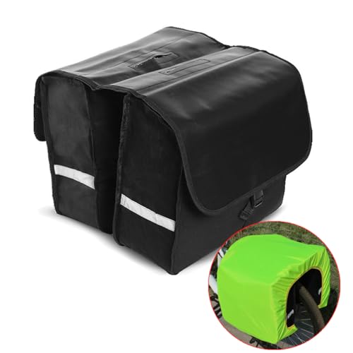 UNISTRENGH Bicycle Back Pannier Bags Bike Rear Seat Bag Cycling Rack Grocery Pannier Road Moutain Bike Storage Bag (Black (Flap cover with Pu coating) /with Rainproof cover)