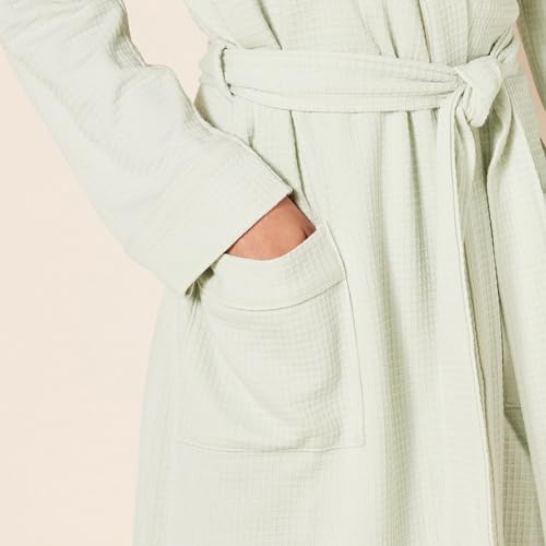 Image of Amazon Essentials Women's Lightweight Cotton Blend Waffle Mid-Length Bathrobe, Breathable Loungewear (Available in Plus Size)