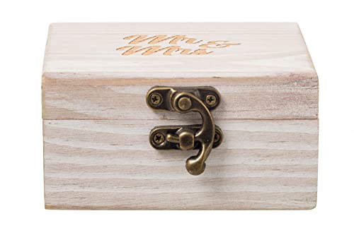 Strova Wooden Ring Box For Wedding Rings And Couple Jewelry - Engraved Mr. & Mrs. Lettering - Ring Bearer Box For Display Or Personal Organizer - Brass Latch And Soft, Protective Ring Cushions #TOP3