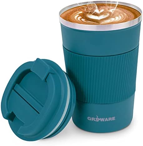 Insulation Coffee Cup, Reusable Stainless Steel Thermal Travel Mug with Leakproof Lid - Car Cup 380ML Double-Wall Vacuum Insulated To-go Coffee Cup for Hot & Cold Drinks Water Coffee, Tea (Lake Blue)