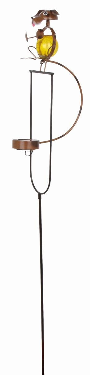 Objet de décoration pique avec balançoire chien en métal brun résistant