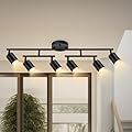 Black Track Lighting Kitchen, 6 Light Track Lighting Fixtures Ceiling Kit, 6 Way Modern Flexible Spot Track Lighting, Industrial LED Lights for Room Hallway Bedroom(GU10 Socket, Bulb Not Included)
