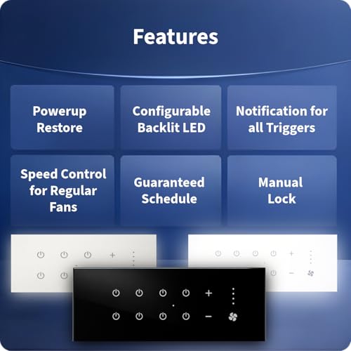 Image of Smarteefi WiFi Glass Touch Smart Switch Board| Toughened Glass | 5 Ports (3 Switch + 1 Regulator + 1 Socket)| Guaranteed Schedules| Compatible with Alexa, Google Home (White, FT41-6M-220mmx90mmx40mm)