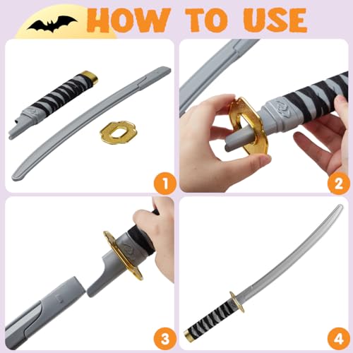 Spooktacular Creations Ninja Swords, Backpack Weapon Toy Set with Swords and Knives for Kids, Ninja Costume Accessories for Cosplay, Dress-up Party4