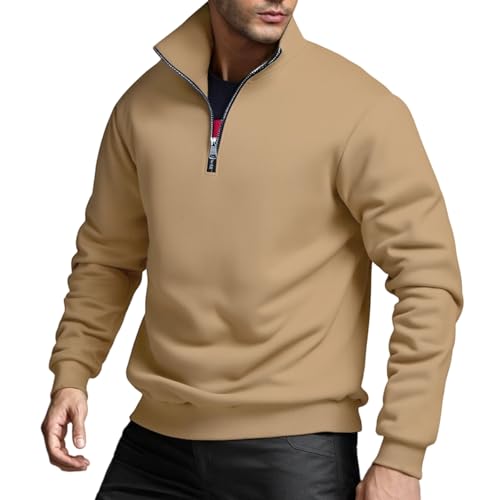 Men's Quarter Zip Pullover Fleece Lining Thermal Golf Sweatshirt Winter Long Sleeve Golf Shirts for Business Casual