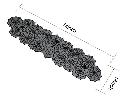 Tonfant Black Lace Table Runner Overlay With Spider Web And Mat For Halloween Party,Easter,Fireplace And Mantle Cover Decoration (74 X18, Black) #TOP2
