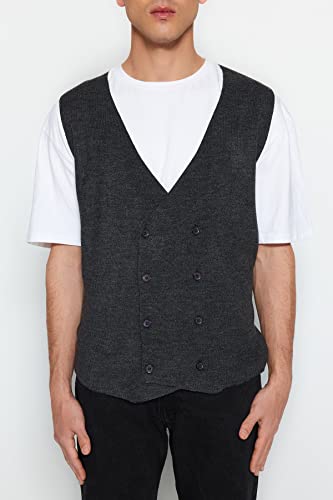 Chaleco de punto para hombre Trendyol en color antracita slim fit talla m 3