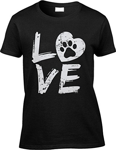 Blittzen Womens/Ladies Love Paw Print in Heart, S, Black