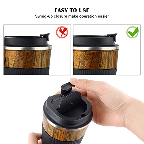 MOMSIV Taza de café aislada con tapa a prueba de fugas, antideslizante, reutilizable, de acero inoxidable, ecológica… - Imagen 6