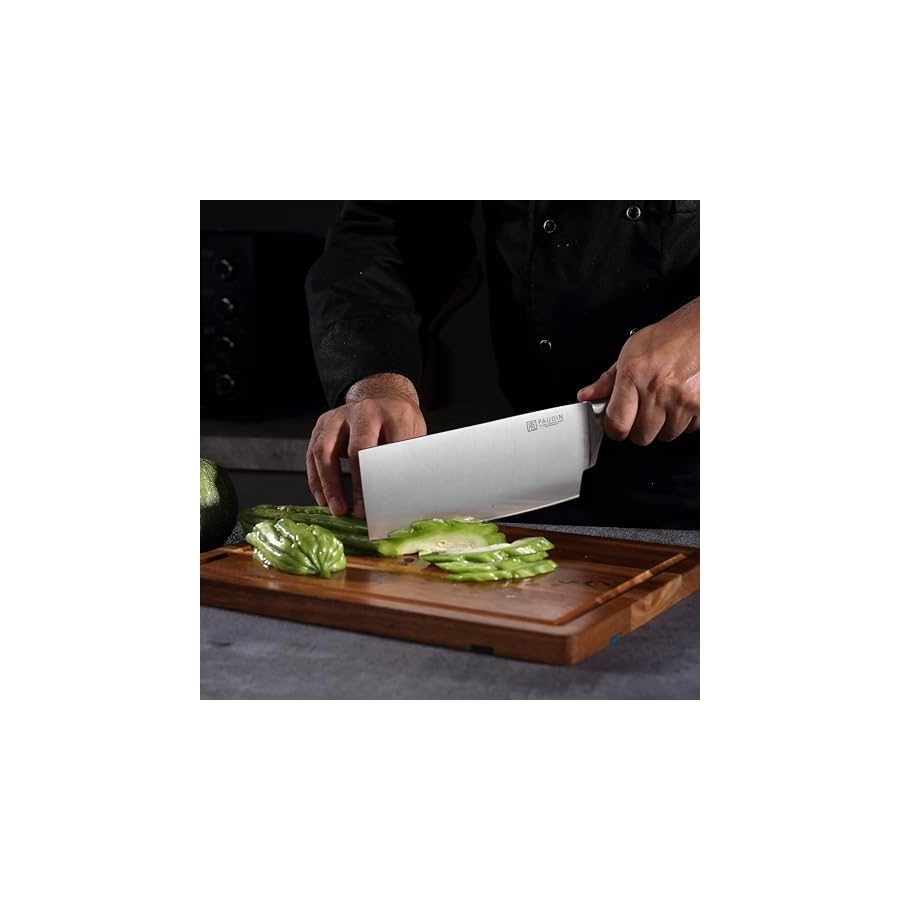 PAUDIN-Cleaver-Knife-Switzer-Chinese-Chef-Knife-7-Inch-High-Carbon-Stainless-Steel-Butcher-Knife-with-ABS-Handle-Kitchen-Knife-for-Meat-Cutting-Vegetable-Slicing PAUDIN Cleaver Knife, Switzer Chinese Chef Knife 7 Inch, High Carbon Stainless Steel Butcher Knife with ABS Handle, Kitchen Knife for Meat Cutting Vegetable Slicing