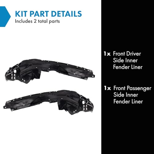 Image of TRQ Front Driver and Passenger Side Inner Fender Liner Set Compatible with 2009-2011 Honda Civic LX-S Sedan 2006-2011 Civic DX Sedan