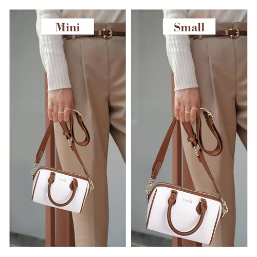 INICAT Barrel Bag for Women Top Handle Satchel Shoulder Boston Bags Crossbody Purse Handbag with Detachable Long Strap2