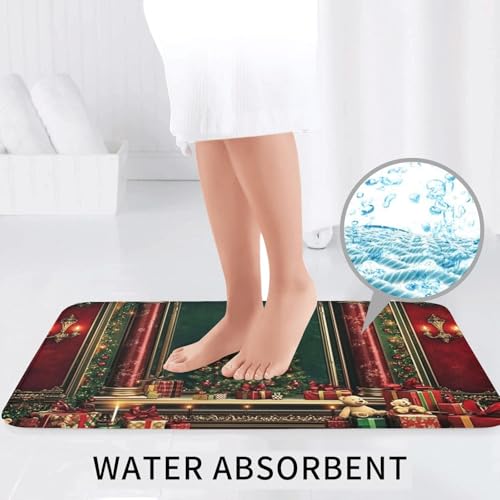 Alfombras de baño juego de 3 piezas navideñas de microfibra para inodoro 7