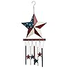 Miles Kimball Barn Star Wind Chime by Maple Lane Creations, 8” x 8” and 20” Long – Red, White and Blue Outdoor Hanging Chimes with Soothing Sounds, Made from Weatherproof Metal, Sturdy Hook Attached