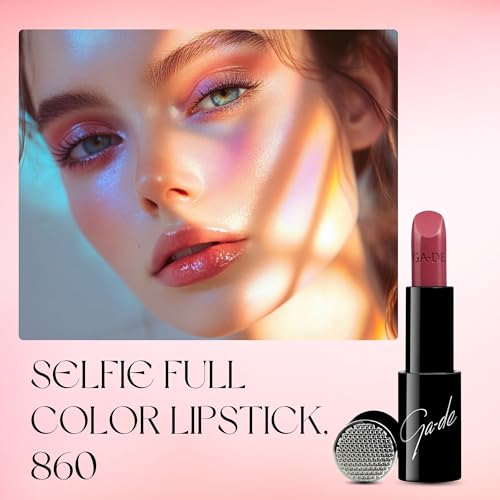 Image of GA-DE Selfie Full Color Lipstick, 860 - Long Lasting High Pigment Lipstick with Argan Oil - Creamy Radiant Shine and Hydrating Benefits - 0.14 oz