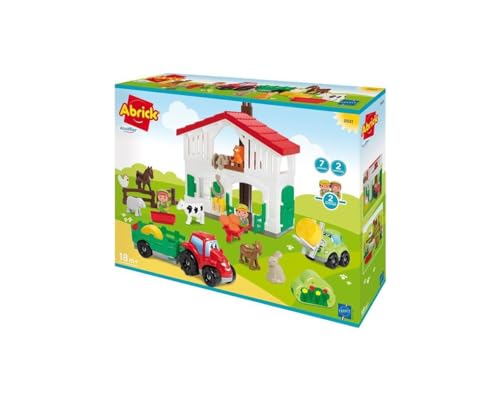 Jouets Ecoiffier -3021 - La ferme Abrick – Jeu de construction pour enfants – Dès 18 mois – Fabriqué en France