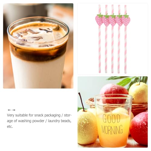 Pitillos de Papel Rosados Motivo Fresa 50 pcs miniatura 7