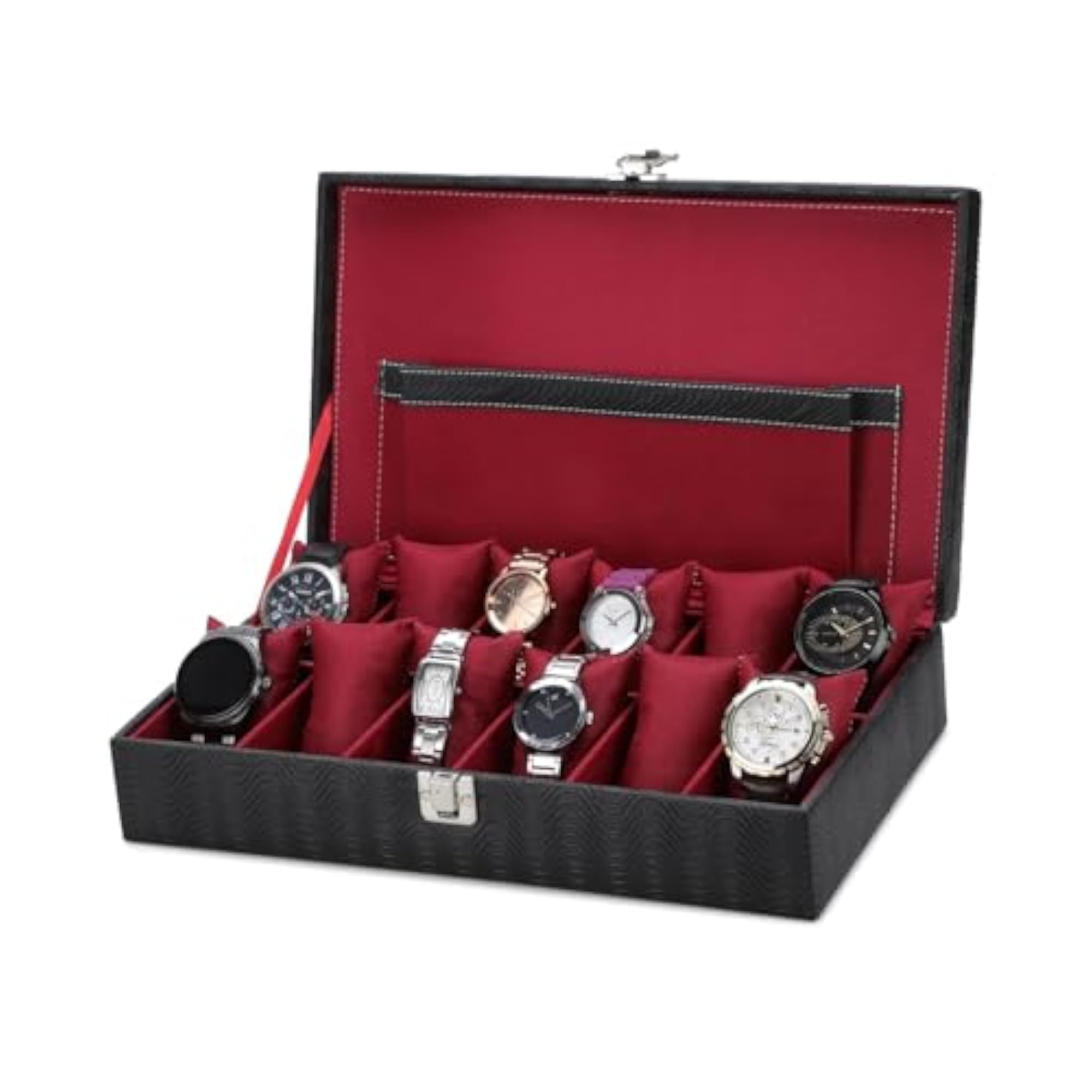 Premium 12-Slot Watch & Jewelry Organizer Box, Unisex