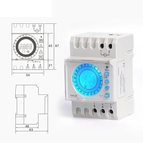 Interrupteur de commande de temps 24 heures THC-20-1C minuterie électronique 20A AC 220V LED - 6