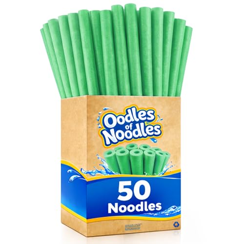 Image of Oodles of Noodles Deluxe Rainbow Swimming Pool Noodles Foam- Pack of 50 - Approx. 48 inch x 2.5 inch Multi-Purpose Foam Tubes, Pool Floats for Water Fun, Exercise, Crafts, Padding, Insulation & More