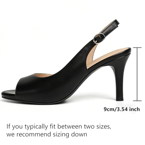 Image of RIBONGZ Block Heels for Women Closed Pointed Toe Heeled Slingback Chunky High Heel Ankle Strap Pumps Patent Leather Comfort Dressy Shoes for Work Party Prom Wedding Bridal Dress