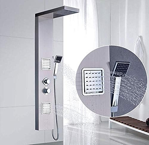 Panel de ducha termostático de acero inoxidable, sistema de ducha con cabezal lluvia y chorros corporales miniatura 4