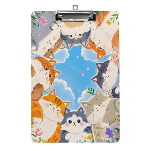 可愛い 猫 アクリル クリップボード A4 バインダー クリップホルダ 資料ケース ァイルボード スケッチボード ライティングパッド おしゃれ かわいい 人気 携帯便利 縦型 厚手ク 文房具 絵画 教室 事務用