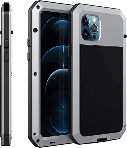 Coque iPhone 12 Pro Max robuste verre trempé protection métal argent antichoc
