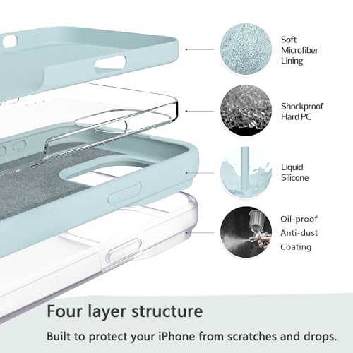 Image of iPhone 13 /14 Case Silicone,Soft Microfiber Lining(Cloud Blue)