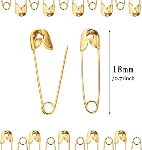100 Pieces Gold Safety Pins, 18mm Small Safety Pins Sewing Pins for Clothes Crafts Arts