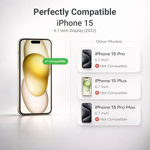 Image of Tempered Glass for iPhone 15 and16 (6.1 Inch) | 9H Hardness Screen Protector | HD Clear | Bubble Free Installation | Anti Scratch | Case Friendly Glass Guard for iPhone 15