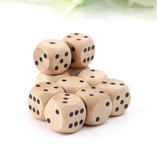 Crafty DOT COM | 2cm Wooden 6-Sided Dice Round Corner Dice Party Entertainment Game Kids Toys Table Games(Colour as per Availability)