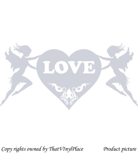 2 fatine e cuore con scritta Love Wall Sticker 60...