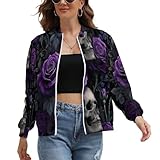 UOMSKTY Blouson Bombers Femme Léger, Veste De Sport Casual Film Gothique...