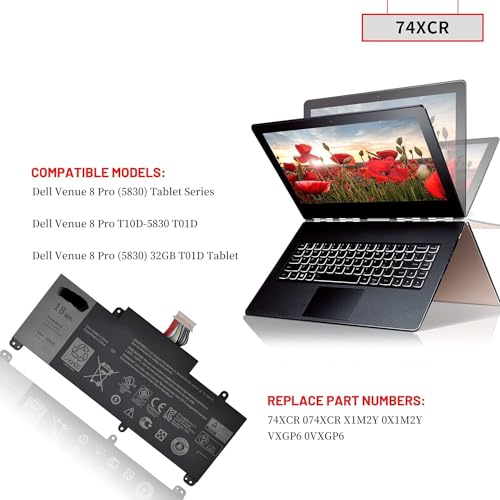 Image of WISTAR 74XCR Laptop Battery Compatible for Dell Venue 8 Pro 5830 T01D T10D-5830 Windows VXGP6 X1M2Y Series Tablet 074XCR 0X1M2Y 0VXGP6