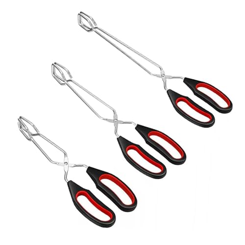 Stainless Steel Scissor Tongs Set, Heat-resistant, 9/11/13 inch, 3pcs Tongs for Cooking-Kitchen Tongs for BBQ Outdoor Garbage Clip, Bread Clip