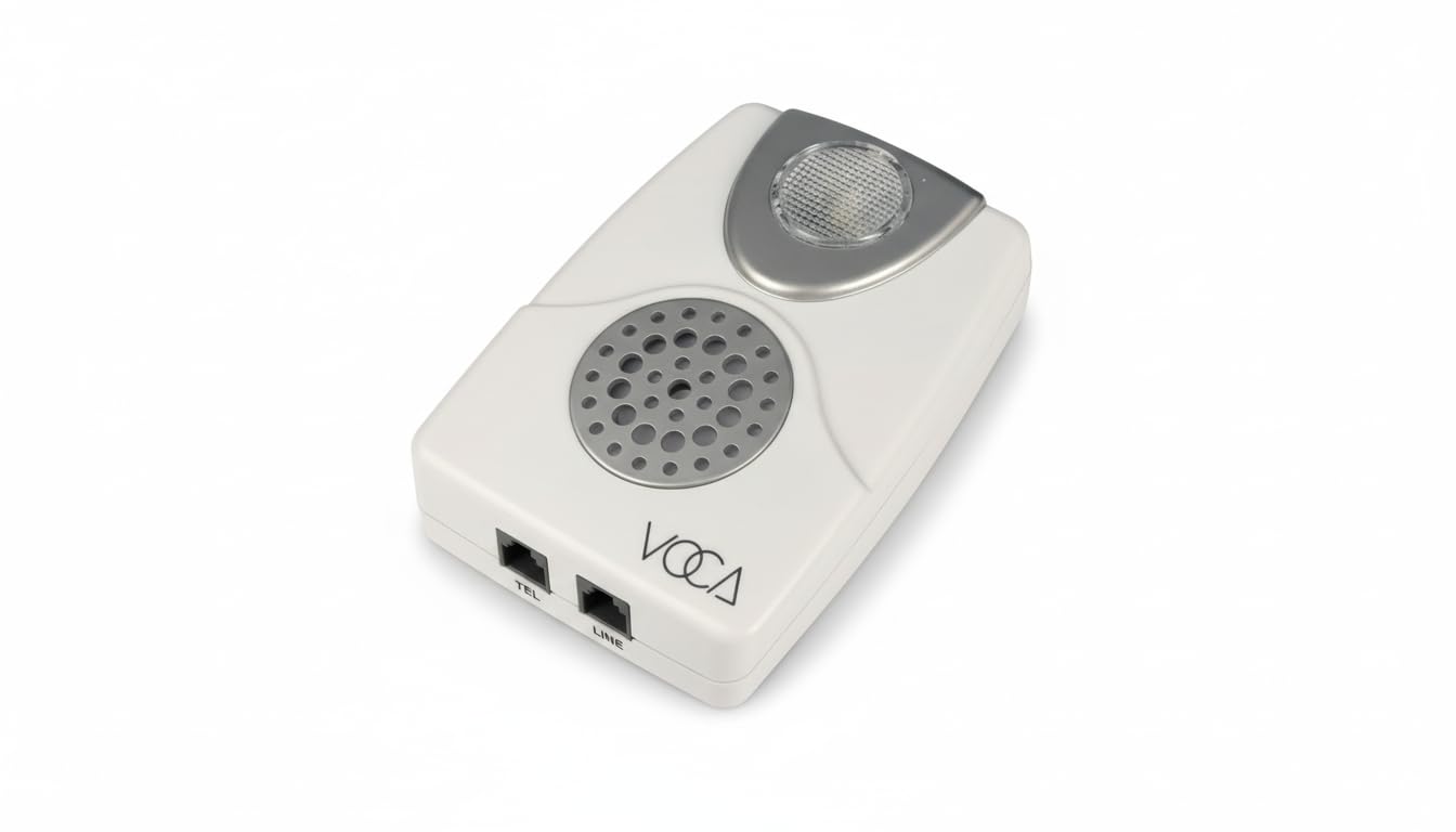 Amplificateur de sonnerie téléphonique VOCA TA002 avec lumière clignotante, jusqu'à 105 dB, pour téléphones fixes, montage mural, idéal pour les environnements bruyants et les personnes malentendantes