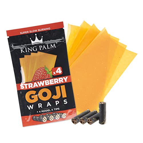 King Palm Goji Berry Wraps - Prerolled Filter Tips - All Natural Rolling Paper - 4 Wraps, 15 Pouches - (Strawberry) #TOP1