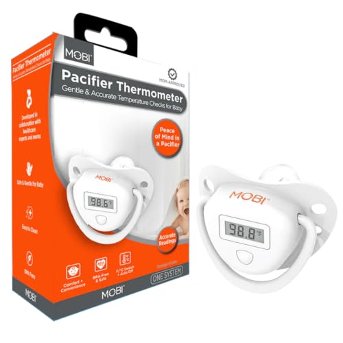 MOBI Pacifier Thermometer for Babies - Digital Baby Thermometer with LCD Display, Soft Tip, Temperature Indicator, Easy Clean, Infant Temperature Monitor