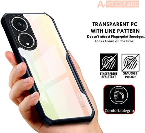 Image of A rtistque Clear Hard Transparent Acrylic Armor Anti-Drop Shockproof TPU Edge Back Cover Case for Oppo A1 Pro - Black